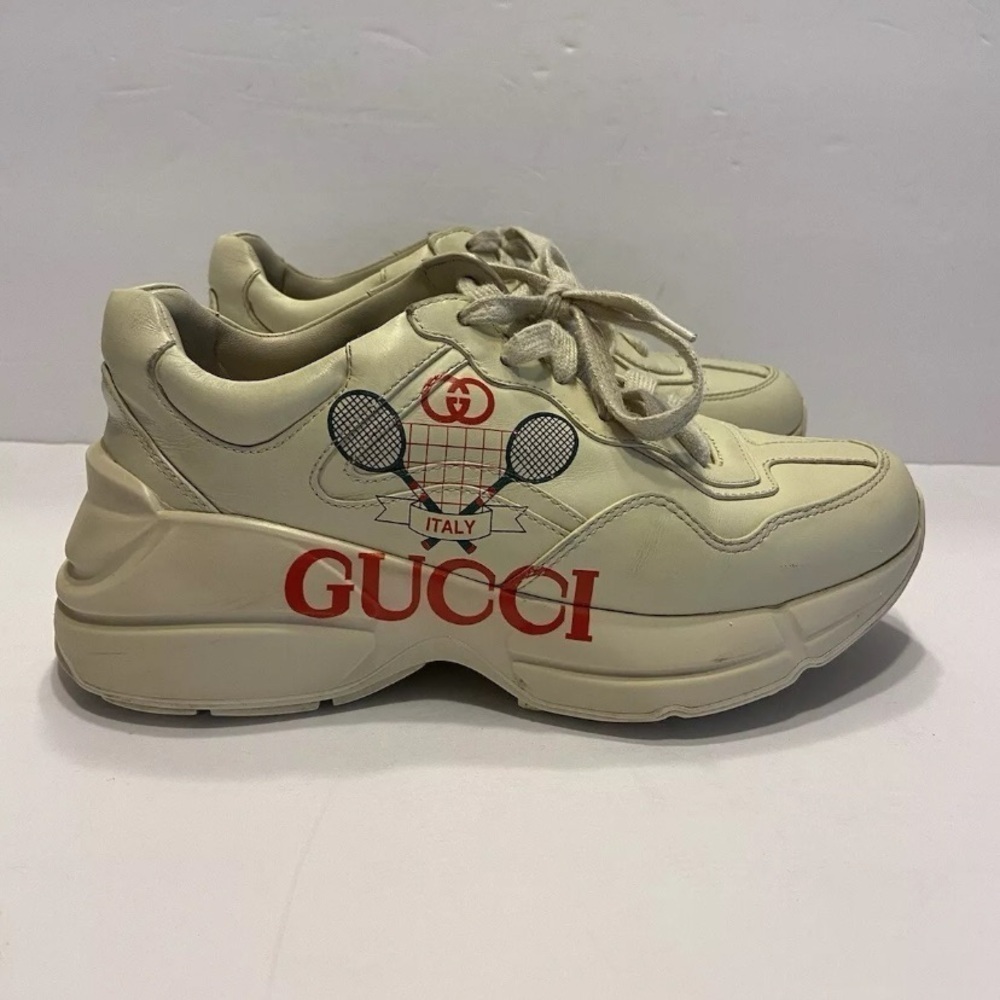 Gucci Women Auth 6 US 36 EU Rhyton Vintage Logo Tennis Leather Sneakers Shoes - Picture 2 of 14